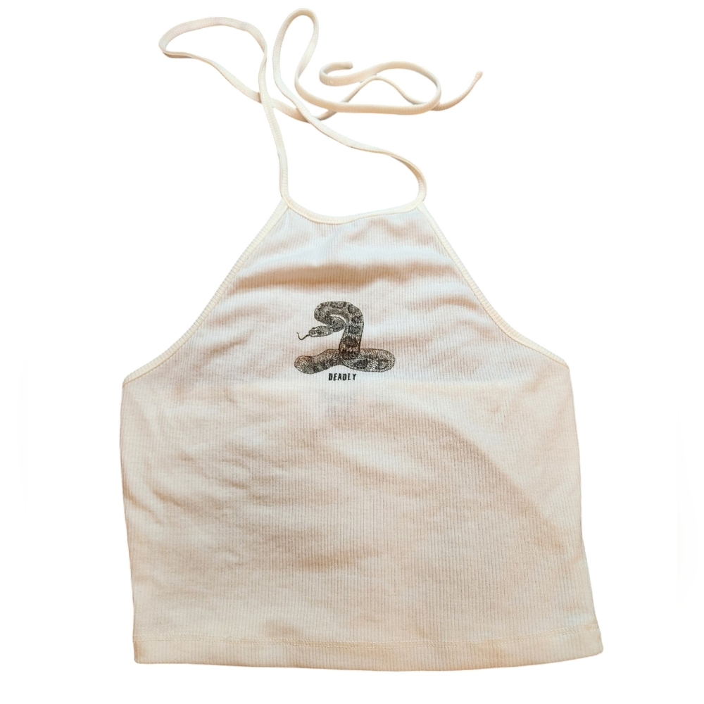 Princess Polly White Deadly Snake Halter Top Size 4 - Picture 2 of 6